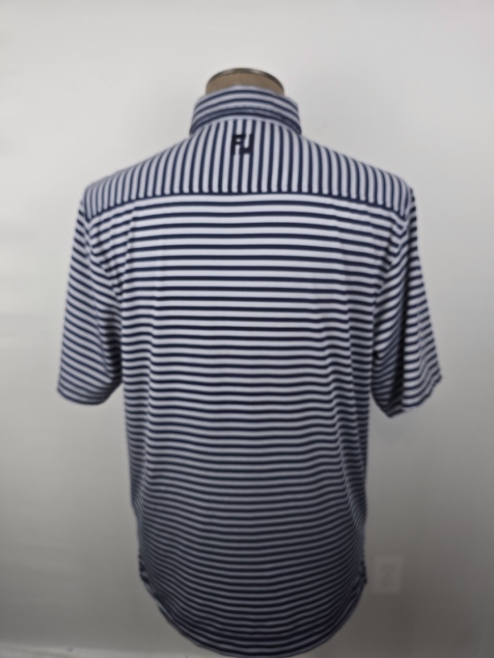 FootJoy Oak Tree National Pro Shop Golf Polo Mens M Navy Gray Striped - Picture 4 of 9